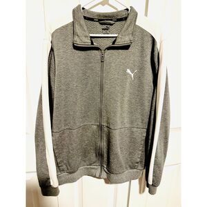 PUMA Men's Full-Zip Performance Jacket – Gray & White –‎ Size L